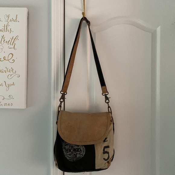 Myra Bag Brown black Chicago distressed Crossbody/Shoulder Bag Genuine Leather - Picture 12 of 16